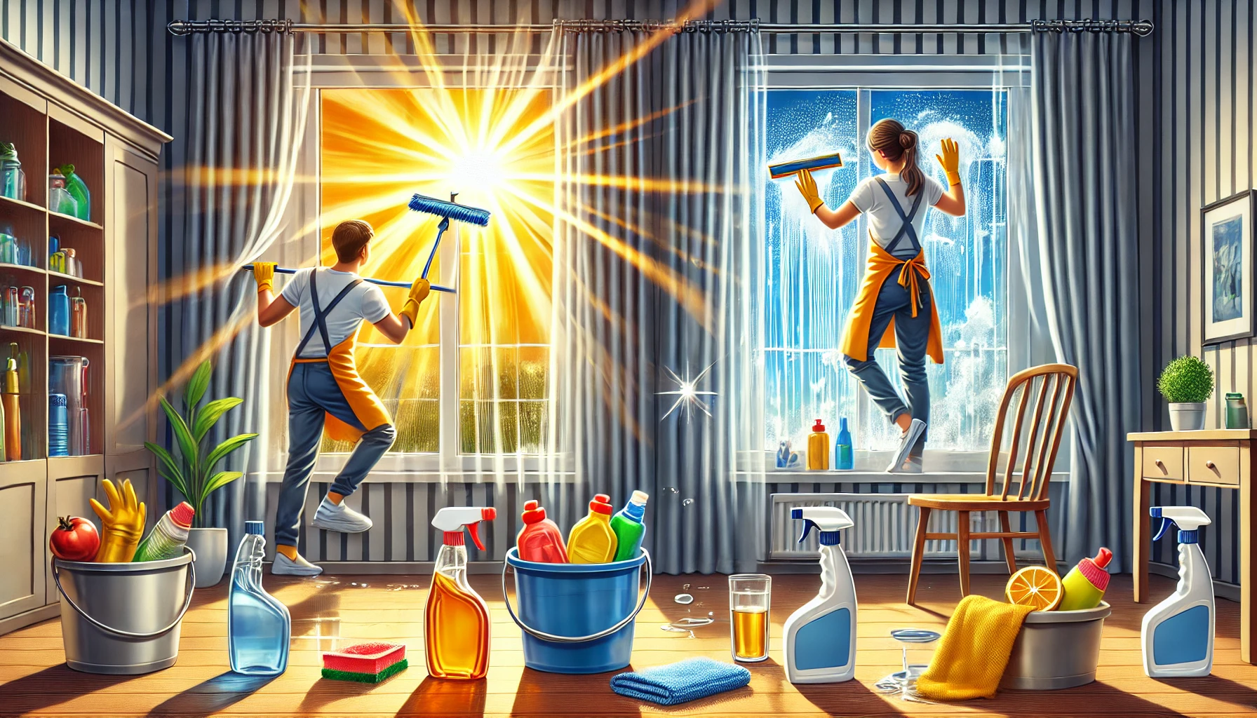 Cleaning Windows on a Sunny Day